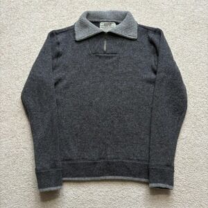 Aran Sweater Market Sweater Mens Small Gray Wool 1/4 Zip Mock Neck Ireland